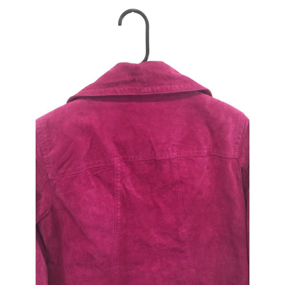 Chico’s Womens Leather Jacket Size 1 Medium Fuchsia Purple Whimsigoth Fairy Y2K - Picture 11 of 11